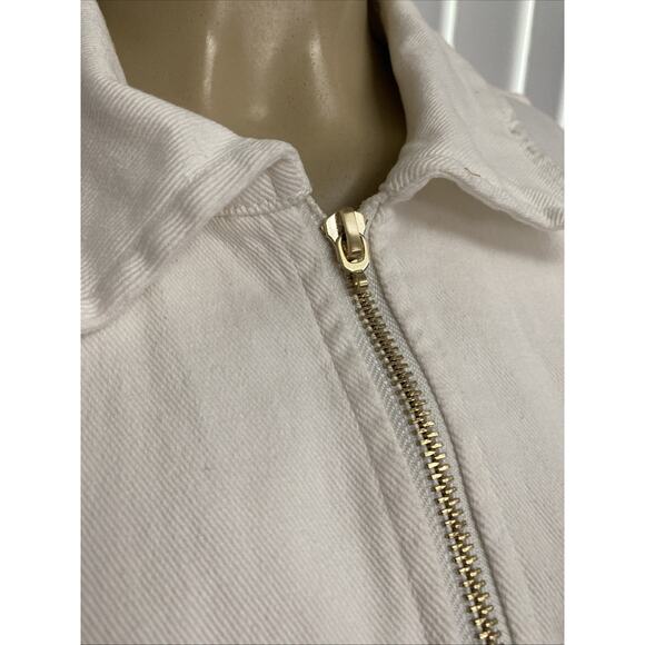 Retrofete Ellis Jumpsuit Optic White 3/4 Sleeve Front Zip Cotton Stretch Waist S - Picture 5 of 11